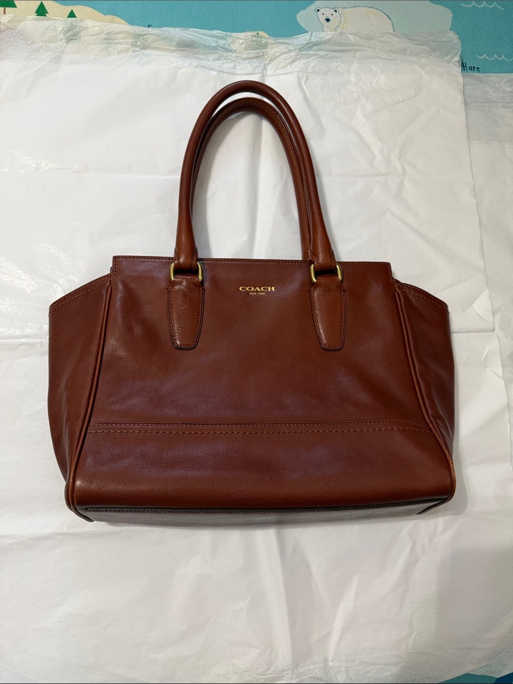 Coach Brown Leather Tote with Gold Hardware